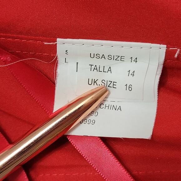 Mori Lee Strapless Red Dress Faux Wrap Chiffon 14 683 - Picture 9 of 16